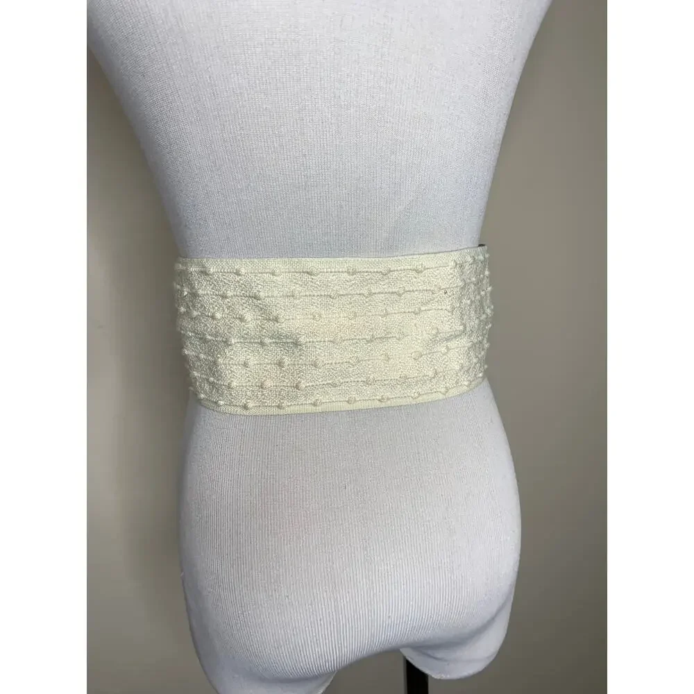 80s Fabric Cream Belt OSFA 3.5